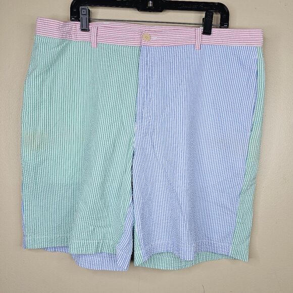 vineyard vines mens pierced seersucker club shorts size 38 pastel preppy yacht - Picture 1 of 7